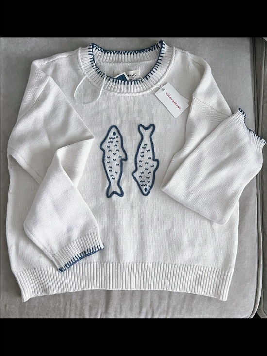Lucky Brand Sweaters - Lucky Brand White Sweater with Sardine Embroidery